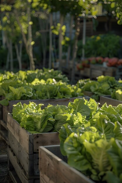 Foto gratuita giardino sostenibile fotorealistico con piante coltivate in casa