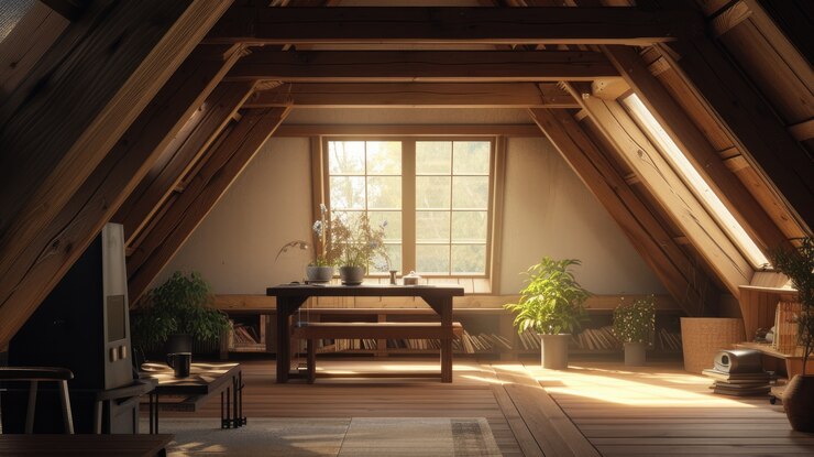 Free Photo photorealistic timber house interior with wooden decor and furnishings