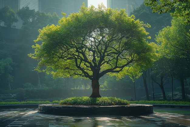 Foto gratuita albero fotorealistico con rami e tronco all'aperto in natura