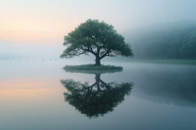 Foto gratuita albero fotorealistico con rami e tronco all'aperto in natura