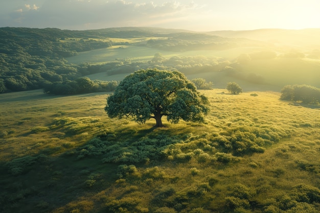 Foto gratuita albero fotorealistico con rami e tronco all'aperto in natura