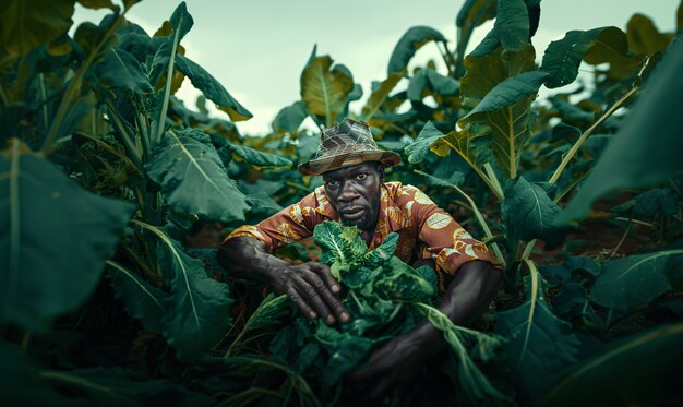 Free photo photorealistic view of african people harvesting vegetables and grains