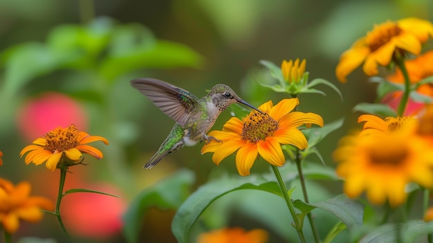 Photorealistic view of beautiful hummingbird in its natural habitat