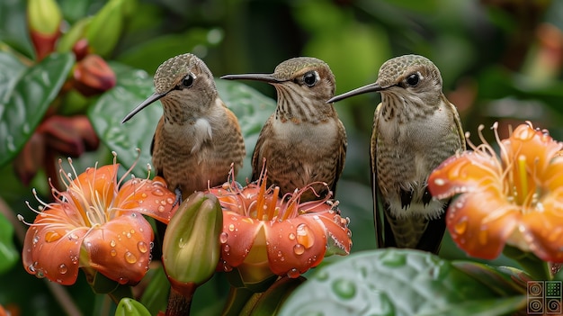 Фотореалистичный вид красивого колибри в его естественной среде обитания