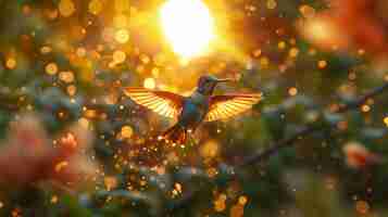 Foto gratuita una vista fotorealista del bellissimo colibrì nel suo habitat naturale