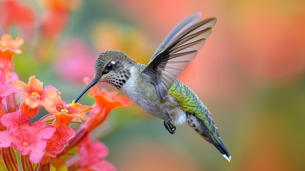 Photorealistic view of beautiful hummingbird in its natural habitat