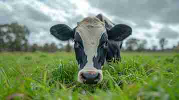 Free photo photorealistic view of cow grazing in nature outdoors