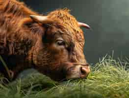 Free photo photorealistic view of cow grazing in nature outdoors