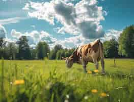 Foto gratuita vista fotorealista del pascolo delle mucche in natura all'aperto