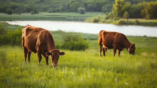 Free photo photorealistic view of cow grazing outdoors