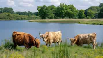 Free photo photorealistic view of cow grazing outdoors