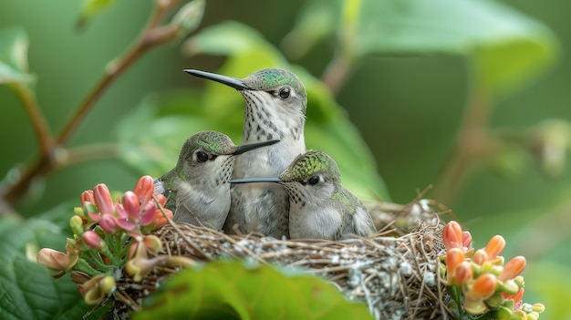 Бесплатное фото Фотореалистичный вид красивого колибри в его естественной среде обитания