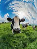 無料写真 自然の外で放牧している牛のフォトリアリズムな景色