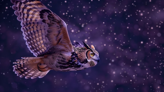 Бесплатное фото photorealistic view of owl bird at night