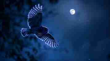 무료 사진 photorealistic view of owl bird at night