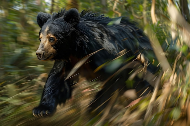 無料写真 自然の生息地にある野生のクマのフォトリアリスト的な景色