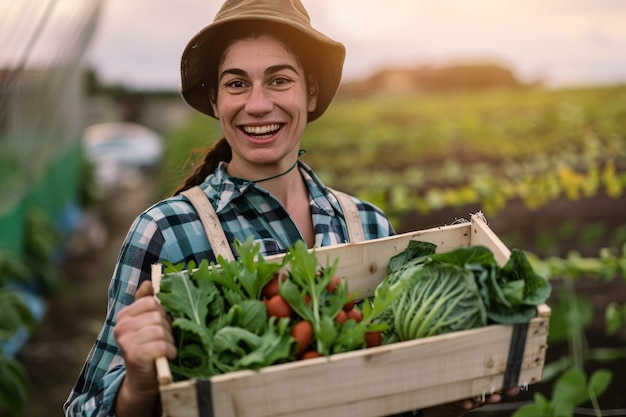 無料写真 photorealistic view of woman harvesting in an organic sustainable garden