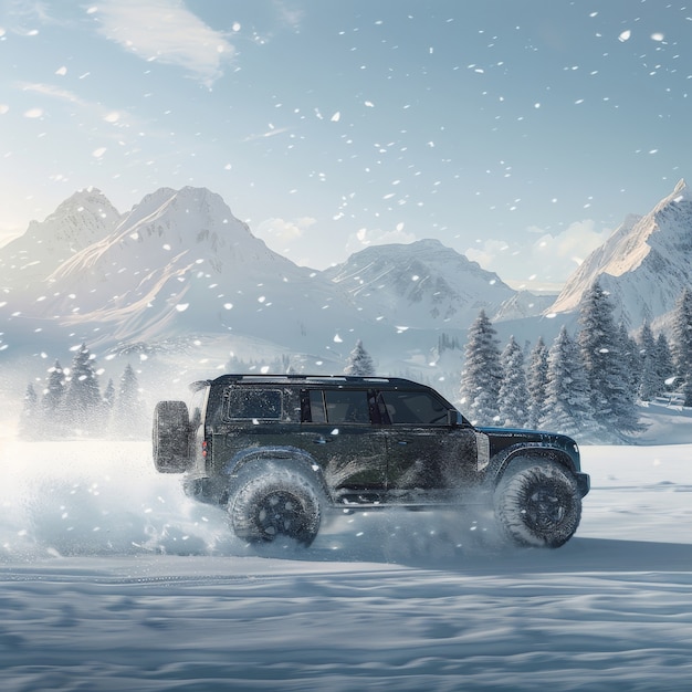 Foto gratuita photorealistic view of off-road vehicle with nature terrain and weather conditions