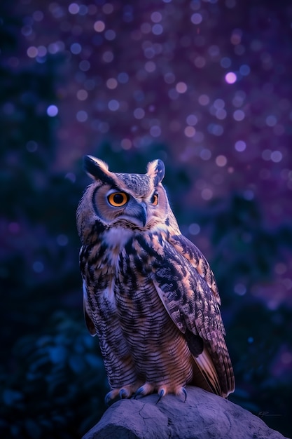 Free photo photorealistic view of owl bird at night