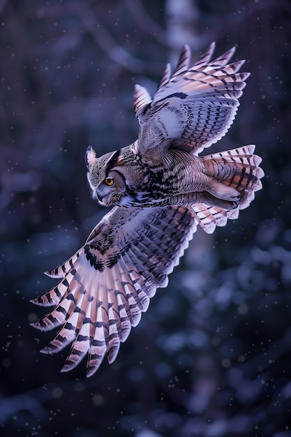 Free photo photorealistic view of owl bird at night