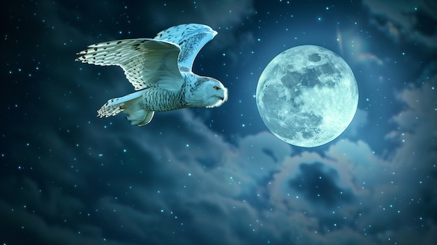 Free photo photorealistic view of owl bird at night