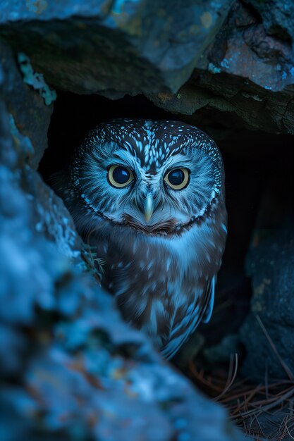 Free photo photorealistic view of owl bird at night