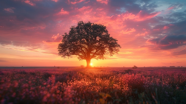 Photorealistic view of tree in nature with branches and trunk