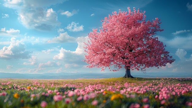 Photorealistic view of tree in nature with branches and trunk