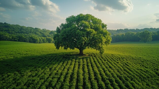 Photorealistic view of tree in nature with branches and trunk