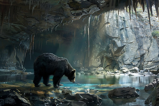 Foto gratuita photorealistic view of wild bear in its natural environment