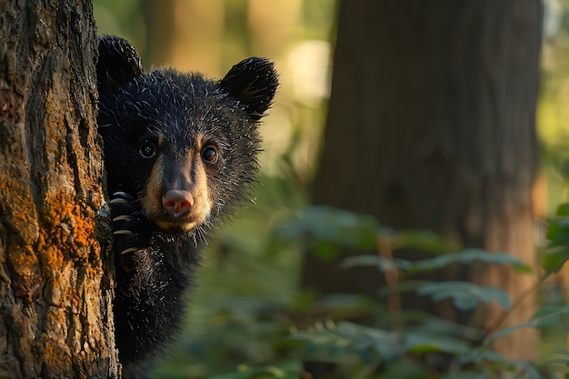 Photorealistic view of wild bear in its natural environment