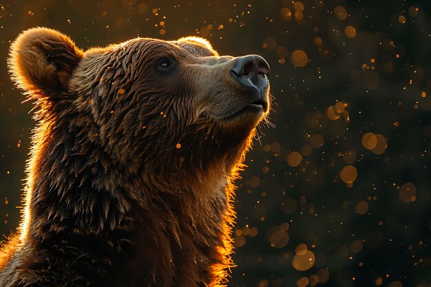 Photorealistic view of wild bear in its natural environment