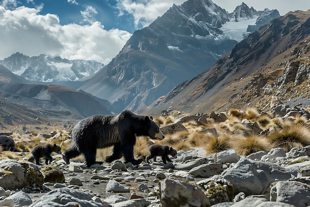 Foto gratuita vista fotorealista dell'orso selvatico nel suo ambiente naturale