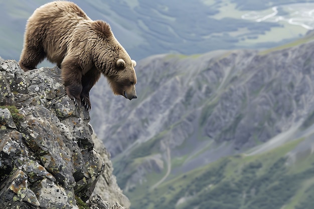 Foto gratuita vista fotorealista dell'orso selvatico nel suo habitat naturale