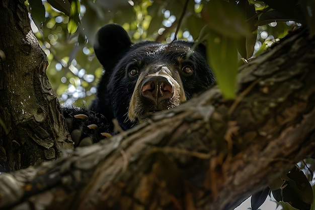 Foto gratuita vista fotorealista dell'orso selvatico nel suo habitat naturale