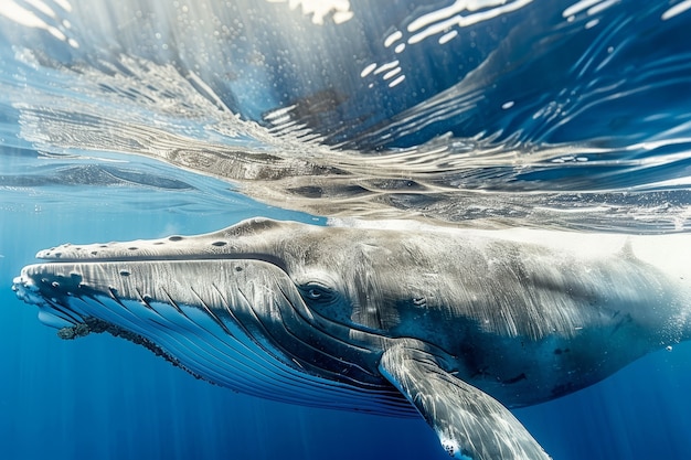 Free photo photorealistic whale crossing the ocean