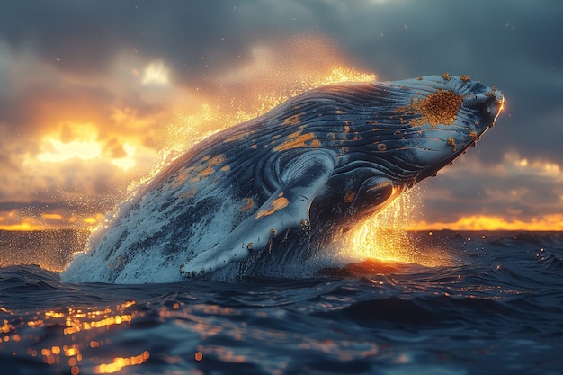 Free photo photorealistic whale crossing the ocean