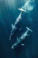 Foto gratuita balena fotorealista che attraversa l'oceano