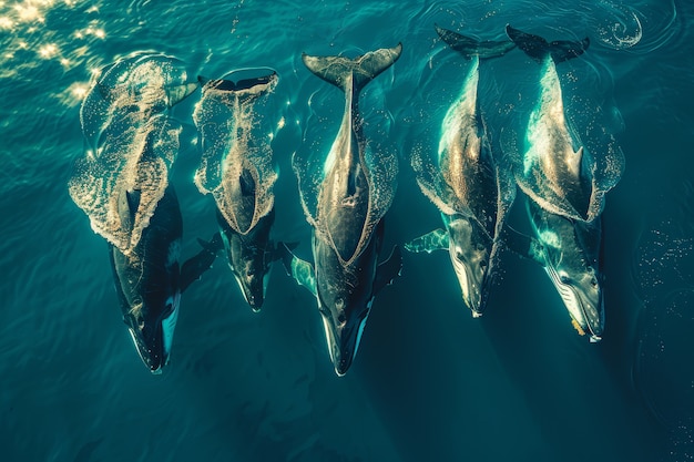 Бесплатное фото Фотореалистичный кит, пересекающий океан