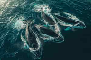 무료 사진 사진 현실적 인 고래 가 바다 를 건너고 있다