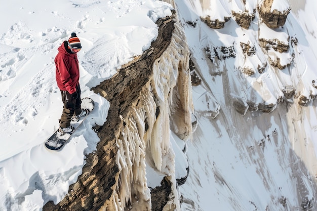 Foto gratuita scena invernale fotorealista con persone che fanno snowboard