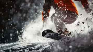 Foto gratuita photorealistic wintertime scene with people snowboarding