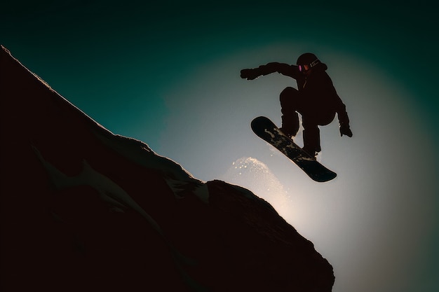 Foto gratuita scena invernale fotorealista con persone che fanno snowboard