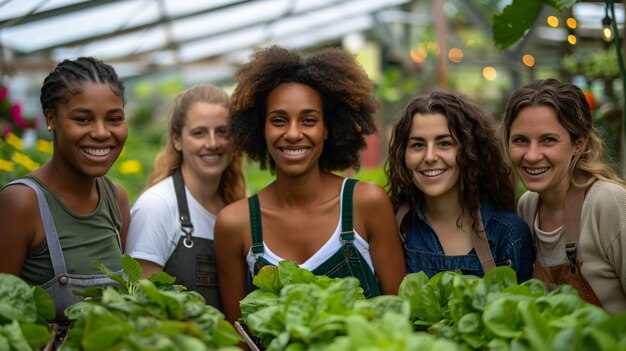 Photorealistic woman in an organic sustainable garden harvesting produce