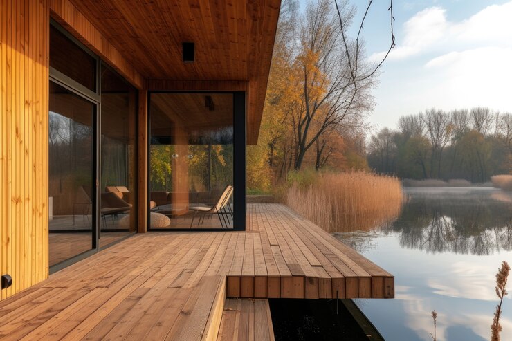 Free Photo photorealistic wooden house with timber structure