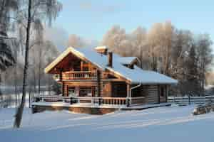 Free photo photorealistic wooden house with timber structure