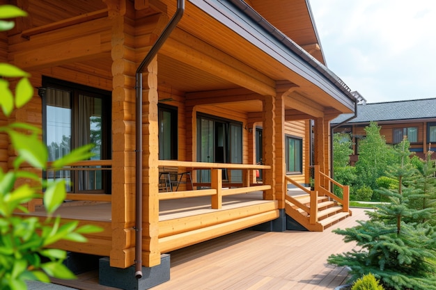 Бесплатное фото Фотореалистичный деревянный дом с деревянной конструкцией