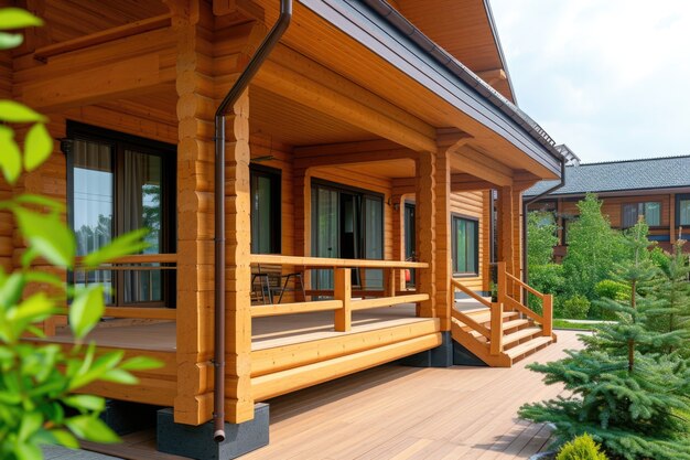 Фотореалистичный деревянный дом с деревянной конструкцией