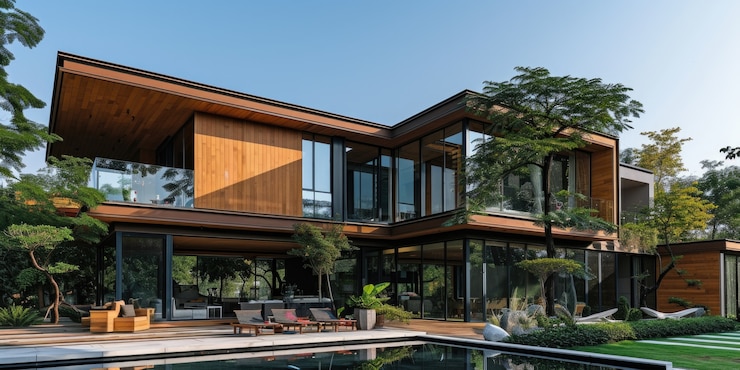 Free Photo photorealistic wooden house with timber structure