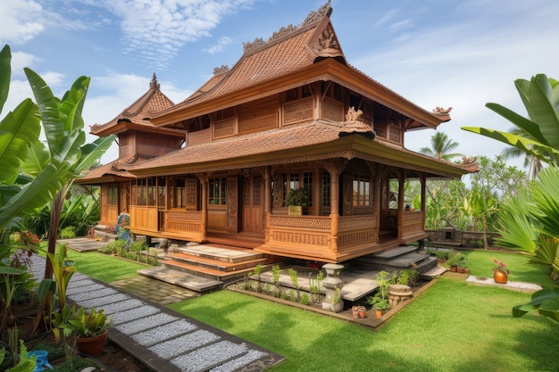 Free photo photorealistic wooden house with timber structure